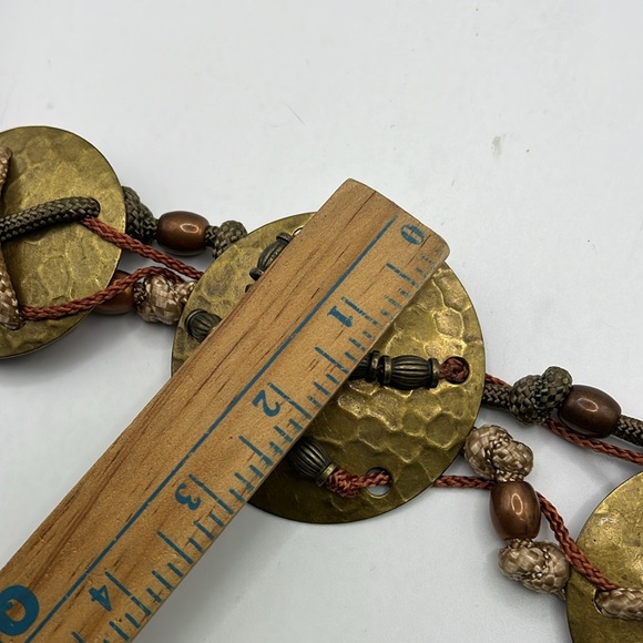 Womens Fashion Belt Gold Tone Metal Brown Boho Hippie Bulky Waist - Picture 12 of 12